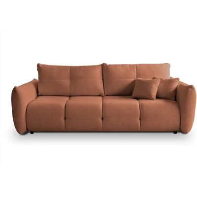 Casanova Canapé droit convertible tissu bouclette 2 places Terracotta - Publicité Casanova Canapé droit convertible tissu bouclette 2 places Terracotta - Publicité