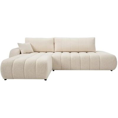 Casanova Canapé d'angle convertible tissu bouclette 4 places Beige Gauche - Publicité Casanova Canapé d'angle convertible tissu bouclette 4 places Beige Gauche - Publicité