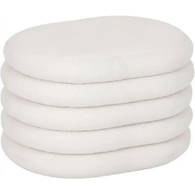 Pegane Pouf de rangement ovale en tissu bouclette, coloris blanc - Longueur 59 x Profondeur 45 x Hauteur 40 cm - Publicité Pegane Pouf de rangement ovale en tissu bouclette, coloris blanc - Longueur 59 x Profondeur 45 x Hauteur 40 cm - Publicité