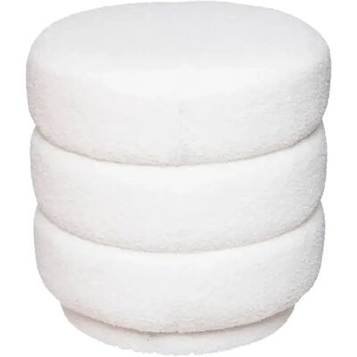 Pegane Pouf rond en bouclette, coloris blanc - Diamètre 37,5 x Hauteur 40 cm - Publicité Pegane Pouf rond en bouclette, coloris blanc - Diamètre 37,5 x Hauteur 40 cm - Publicité