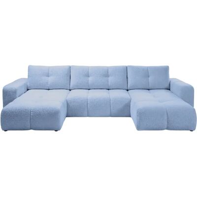 Casanova Canapé panoramique tissu chenille 5 places Bleu clair - Publicité Casanova Canapé panoramique tissu chenille 5 places Bleu clair - Publicité