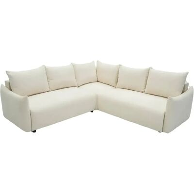 Casanova Canapé panoramique convertible tissu doux 5 places Beige - Publicité Casanova Canapé panoramique convertible tissu doux 5 places Beige - Publicité