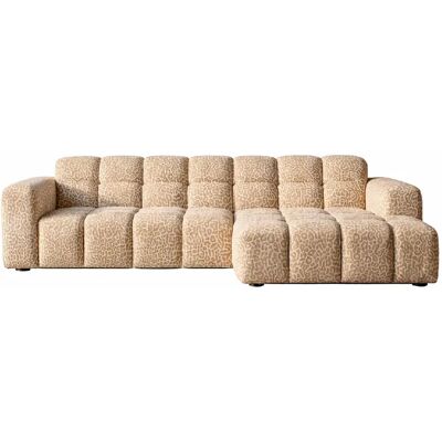 Casanova Canapé d'angle tissu imprimé animalier 4 places Beige Gauche - Publicité Casanova Canapé d'angle tissu imprimé animalier 4 places Beige Gauche - Publicité
