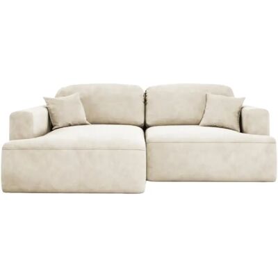 Casanova Canapé d'angle tissu velours 4 places Beige Droit - Publicité Casanova Canapé d'angle tissu velours 4 places Beige Droit - Publicité