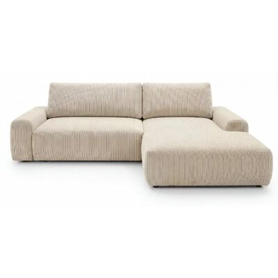 Casanova Canapé d'angle petit velours côtelé 4 places Beige Droit - Publicité Casanova Canapé d'angle petit velours côtelé 4 places Beige Droit - Publicité