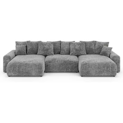Casanova Canapé panoramique convertible tissu chenille 5 places Gris foncé - Publicité Casanova Canapé panoramique convertible tissu chenille 5 places Gris foncé - Publicité