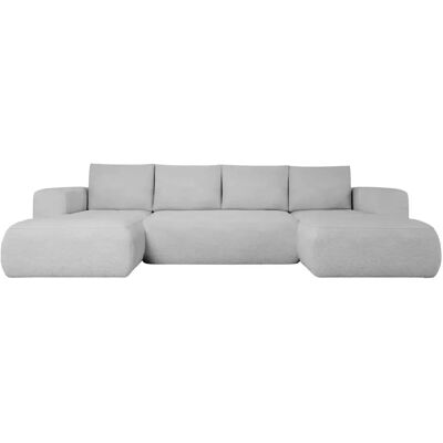 Casanova Canapé panoramique tissu bouclette 5 places Gris clair - Publicité Casanova Canapé panoramique tissu bouclette 5 places Gris clair - Publicité