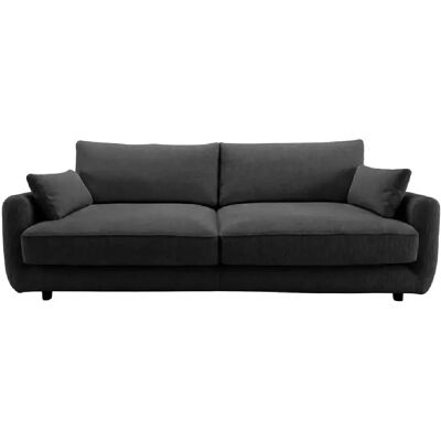 Casanova Canapé droit convertible tissu chenille 3 places Noir - Publicité Casanova Canapé droit convertible tissu chenille 3 places Noir - Publicité