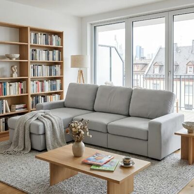 lemonbest Canapé d’angle 3 places gris clair, 245,5 cm, 4 coffres de rangement intégrés - Publicité lemonbest Canapé d’angle 3 places gris clair, 245,5 cm, 4 coffres de rangement intégrés - Publicité