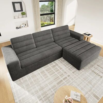 lemonbest Canapé d’angle modulable L 4–5 places gris foncé, 253×161×89 cm, velours côtelé (corduroy) - Publicité lemonbest Canapé d’angle modulable L 4–5 places gris foncé, 253×161×89 cm, velours côtelé (corduroy) - Publicité