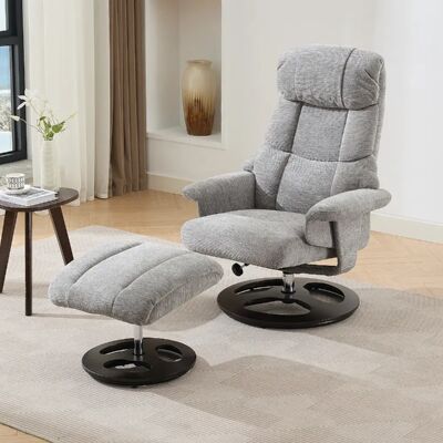 lemonbest Fauteuil relax pivotant 360° gris chenille, massage 5 points+chaleur, base bois massif - Publicité lemonbest Fauteuil relax pivotant 360° gris chenille, massage 5 points+chaleur, base bois massif - Publicité