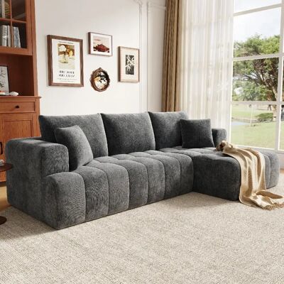 lemonbest Canapé d’angle modulable en L sans structure, nuage, gris, 244,5×136×79 cm, chenille - Publicité lemonbest Canapé d’angle modulable en L sans structure, nuage, gris, 244,5×136×79 cm, chenille - Publicité