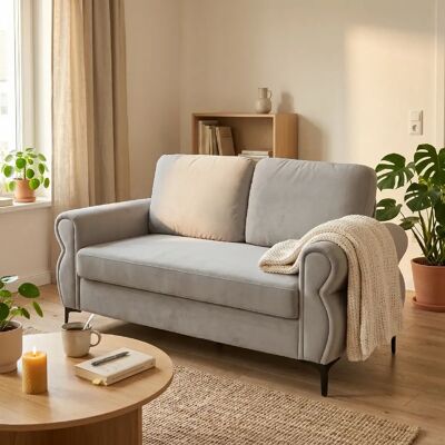 lemonbest Canapé droit 2 places gris clair, 173,5×81×92 cm, garnissage à ressorts+mousse HR 35D - Publicité lemonbest Canapé droit 2 places gris clair, 173,5×81×92 cm, garnissage à ressorts+mousse HR 35D - Publicité
