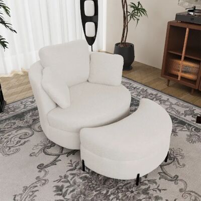 lemonbest Fauteuil XXL pivotant 360°+repose-pieds de rangement ivoire sherpa, 3 coussins indépendants - Publicité lemonbest Fauteuil XXL pivotant 360°+repose-pieds de rangement ivoire sherpa, 3 coussins indépendants - Publicité