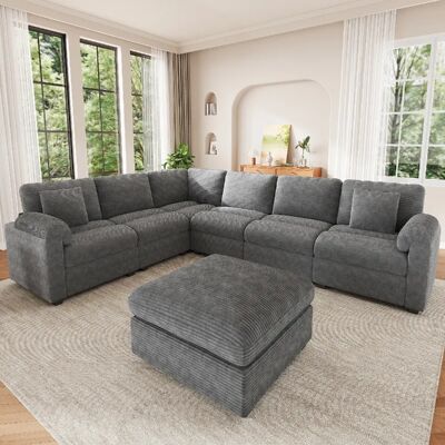lemonbest Canapé d’angle modulaire XXL U/L 7 places gris, 274,5×210,5×85,5 cm - Publicité lemonbest Canapé d’angle modulaire XXL U/L 7 places gris, 274,5×210,5×85,5 cm - Publicité