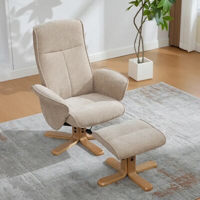 lemonbest Fauteuil pivotant nordique+repose-pieds tissu chenille taupe, dossier inclinable 145° - Publicité lemonbest Fauteuil pivotant nordique+repose-pieds tissu chenille taupe, dossier inclinable 145° - Publicité