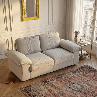 lemonbest Canapé droit 2 places crème blanc, 201×91×89 cm, velours, rangement sous assise - Publicité lemonbest Canapé droit 2 places crème blanc, 201×91×89 cm, velours, rangement sous assise - Publicité