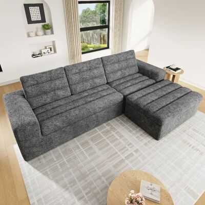 lemonbest Canapé d’angle L modulaire sans cadre gris clair en chenille - Publicité lemonbest Canapé d’angle L modulaire sans cadre gris clair en chenille - Publicité