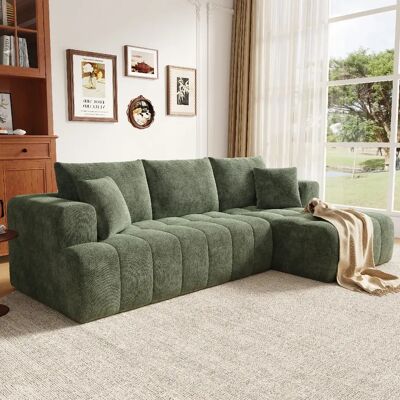 lemonbest Canapé d’angle modulable en L sans structure, nuage, vert, 244,5×136×79 cm, chenille - Publicité lemonbest Canapé d’angle modulable en L sans structure, nuage, vert, 244,5×136×79 cm, chenille - Publicité