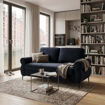 lemonbest Canapé droit 2 places noir, 173,5×81×92 cm, garnissage à ressorts+mousse HR 35D - Publicité lemonbest Canapé droit 2 places noir, 173,5×81×92 cm, garnissage à ressorts+mousse HR 35D - Publicité