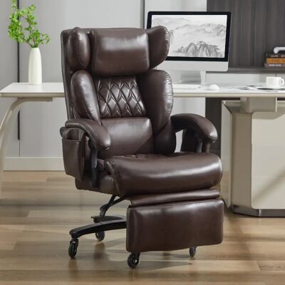 lemonbest Fauteuil de bureau XXL marron PU, massage+chaleur, inclinable 90°–150°, pivotant 360° - Publicité lemonbest Fauteuil de bureau XXL marron PU, massage+chaleur, inclinable 90°–150°, pivotant 360° - Publicité
