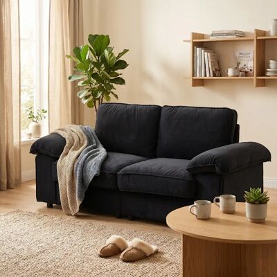 lemonbest Canapé droit 2 places noir, 201×91×89 cm, velours, rangement intégré sous l’assise - Publicité lemonbest Canapé droit 2 places noir, 201×91×89 cm, velours, rangement intégré sous l’assise - Publicité
