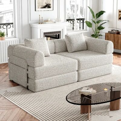 lemonbest Canapé-lit convertible 2-en-1 chenille kaki (lot de 2), rangement accoudoir - Publicité lemonbest Canapé-lit convertible 2-en-1 chenille kaki (lot de 2), rangement accoudoir - Publicité