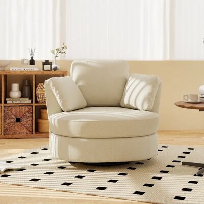 lemonbest Fauteuil XXL pivotant 360° beige chenille 103×90.5×86 cm, 3 coussins indépendants - Publicité lemonbest Fauteuil XXL pivotant 360° beige chenille 103×90.5×86 cm, 3 coussins indépendants - Publicité
