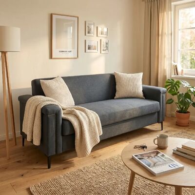 lemonbest Canapé droit 2 places gris foncé, 172×73,5×81,5 cm, revêtement lin, pieds métal noir - Publicité lemonbest Canapé droit 2 places gris foncé, 172×73,5×81,5 cm, revêtement lin, pieds métal noir - Publicité