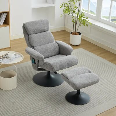 lemonbest Fauteuil relax pivotant 360° gris chenille, massage 5 points+chaleur - Publicité lemonbest Fauteuil relax pivotant 360° gris chenille, massage 5 points+chaleur - Publicité
