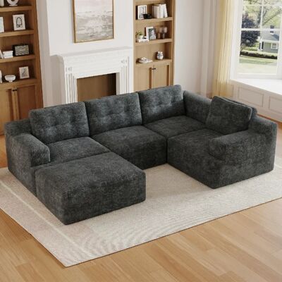 lemonbest Canapé d’angle modulable 5–6 places gris, 252×180×82 cm, chenille, appui-tête indépendant - Publicité lemonbest Canapé d’angle modulable 5–6 places gris, 252×180×82 cm, chenille, appui-tête indépendant - Publicité