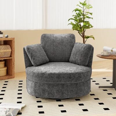 lemonbest Fauteuil XXL pivotant 360° gris chenille 103×90.5×85.5 cm, 3 coussins indépendants - Publicité lemonbest Fauteuil XXL pivotant 360° gris chenille 103×90.5×85.5 cm, 3 coussins indépendants - Publicité