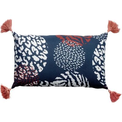 Les ateliers du linge Coussin en coton uni avec petits pompons - 30 x 50 cm - Bleu - Publicité Les ateliers du linge Coussin en coton uni avec petits pompons - 30 x 50 cm - Bleu - Publicité