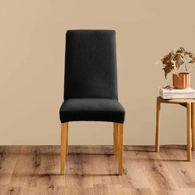 Paris Prix Housse de Chaise en Tissu Gaufré Sacha 55cm Noir - Publicité Paris Prix Housse de Chaise en Tissu Gaufré Sacha 55cm Noir - Publicité