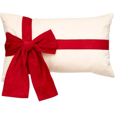 ATMOSPHERA Coussin en Velours avec Nœud Cadeau 30x50cm Beige - Publicité ATMOSPHERA Coussin en Velours avec Nœud Cadeau 30x50cm Beige - Publicité