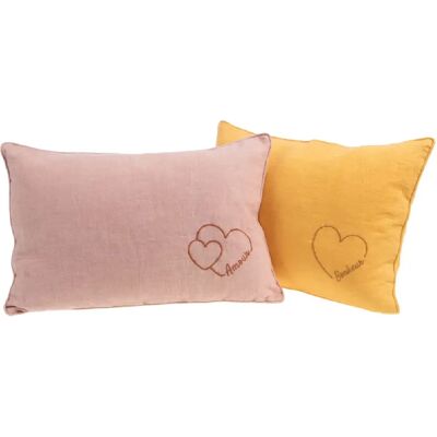 Amadeus Coussin rectangulaire en lin - Jaune - Publicité Amadeus Coussin rectangulaire en lin - Jaune - Publicité