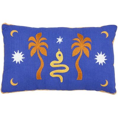 ATMOSPHERA Coussin Déco Brodé Libertad 30x50cm Bleu Indigo - Publicité ATMOSPHERA Coussin Déco Brodé Libertad 30x50cm Bleu Indigo - Publicité