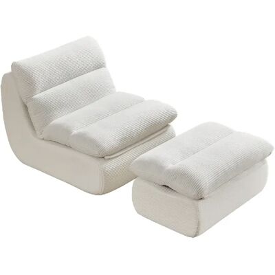 WISHDOR Lot De 2 Fauteuils De Salon Confort - Repose-pieds- Blanc - Publicité WISHDOR Lot De 2 Fauteuils De Salon Confort - Repose-pieds- Blanc - Publicité