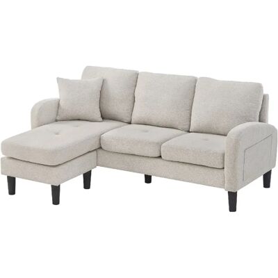 STILVORA Canapé d'angle 166/118/77 cm beige gris et blanc en mousse modulable - Publicité STILVORA Canapé d'angle 166/118/77 cm beige gris et blanc en mousse modulable - Publicité
