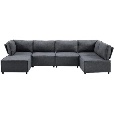 STILVORA Canapé modulaire gris foncé en mousse et contreplaqué avec assise convertible - Publicité STILVORA Canapé modulaire gris foncé en mousse et contreplaqué avec assise convertible - Publicité
