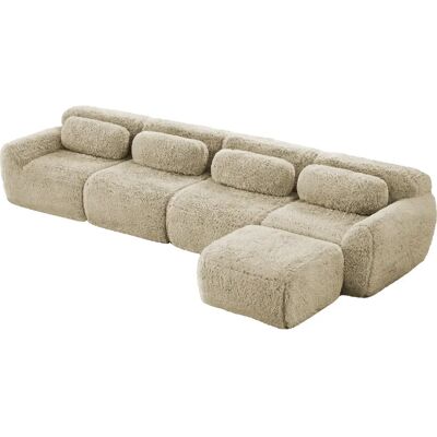 STILVORA Canapé d’angle 4 places kaki clair en peluche modulaire sans montage - Publicité STILVORA Canapé d’angle 4 places kaki clair en peluche modulaire sans montage - Publicité