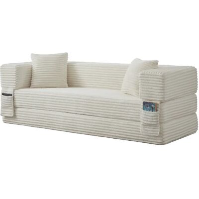 STILVORA Canapé convertible blanc en mousse au design carré classique - Publicité STILVORA Canapé convertible blanc en mousse au design carré classique - Publicité