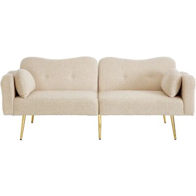 STILVORA Canapé convertible 155/85,5 cm beige et naturel en tissu effet laine dossier réglable - Publicité STILVORA Canapé convertible 155/85,5 cm beige et naturel en tissu effet laine dossier réglable - Publicité