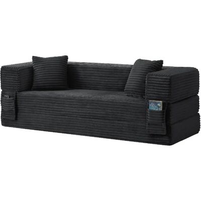 STILVORA Canapé convertible gris foncé en mousse au design carré classique - Publicité STILVORA Canapé convertible gris foncé en mousse au design carré classique - Publicité