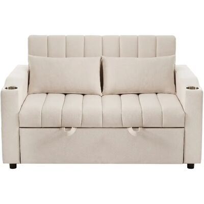 STILVORA Canapé convertible 136/162/84 cm beige en coton et lin avec dossier réglable - Publicité STILVORA Canapé convertible 136/162/84 cm beige en coton et lin avec dossier réglable - Publicité