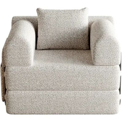 STILVORA Canapé convertible 2-en-1 kaki en chenille avec rangement d'accoudoir - Publicité STILVORA Canapé convertible 2-en-1 kaki en chenille avec rangement d'accoudoir - Publicité