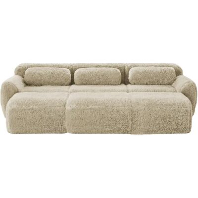 STILVORA Canapé modulaire 3 places kaki clair en peluche avec 3 ottomans - Publicité STILVORA Canapé modulaire 3 places kaki clair en peluche avec 3 ottomans - Publicité