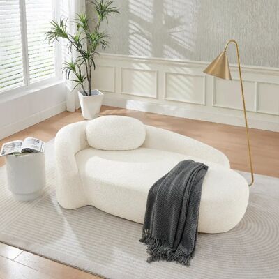 MIVRAY Canapé Compressé 1 place 170x96x62 cm avec coussins, design arrondi, Tissu, Beige - Publicité MIVRAY Canapé Compressé 1 place 170x96x62 cm avec coussins, design arrondi, Tissu, Beige - Publicité