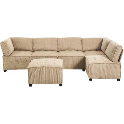 STILVORA Canapé modulable 308/154/81,99 cm kaki en velours côtelé 6 places convertible - Publicité STILVORA Canapé modulable 308/154/81,99 cm kaki en velours côtelé 6 places convertible - Publicité