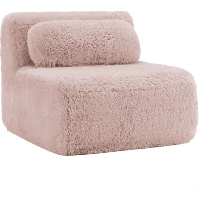 STILVORA Canapé modulaire sans accoudoirs rose en peluche avec ottoman et coussin - Publicité STILVORA Canapé modulaire sans accoudoirs rose en peluche avec ottoman et coussin - Publicité